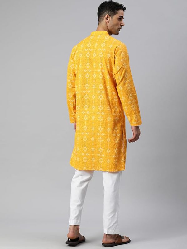 Mandarin Collar Ethnic Motifs Printed Long Regular Kurta