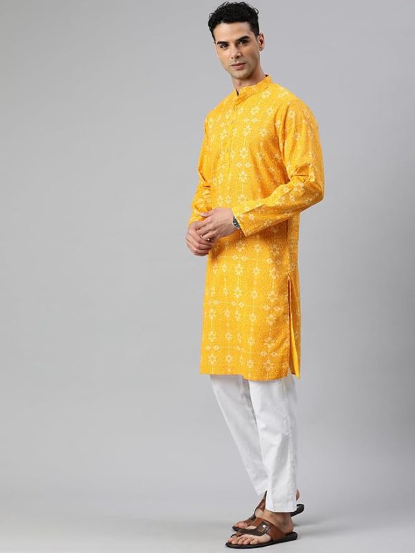 Mandarin Collar Ethnic Motifs Printed Long Regular Kurta